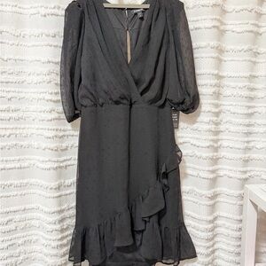 Express Black Asymmetrical Wrap Dress